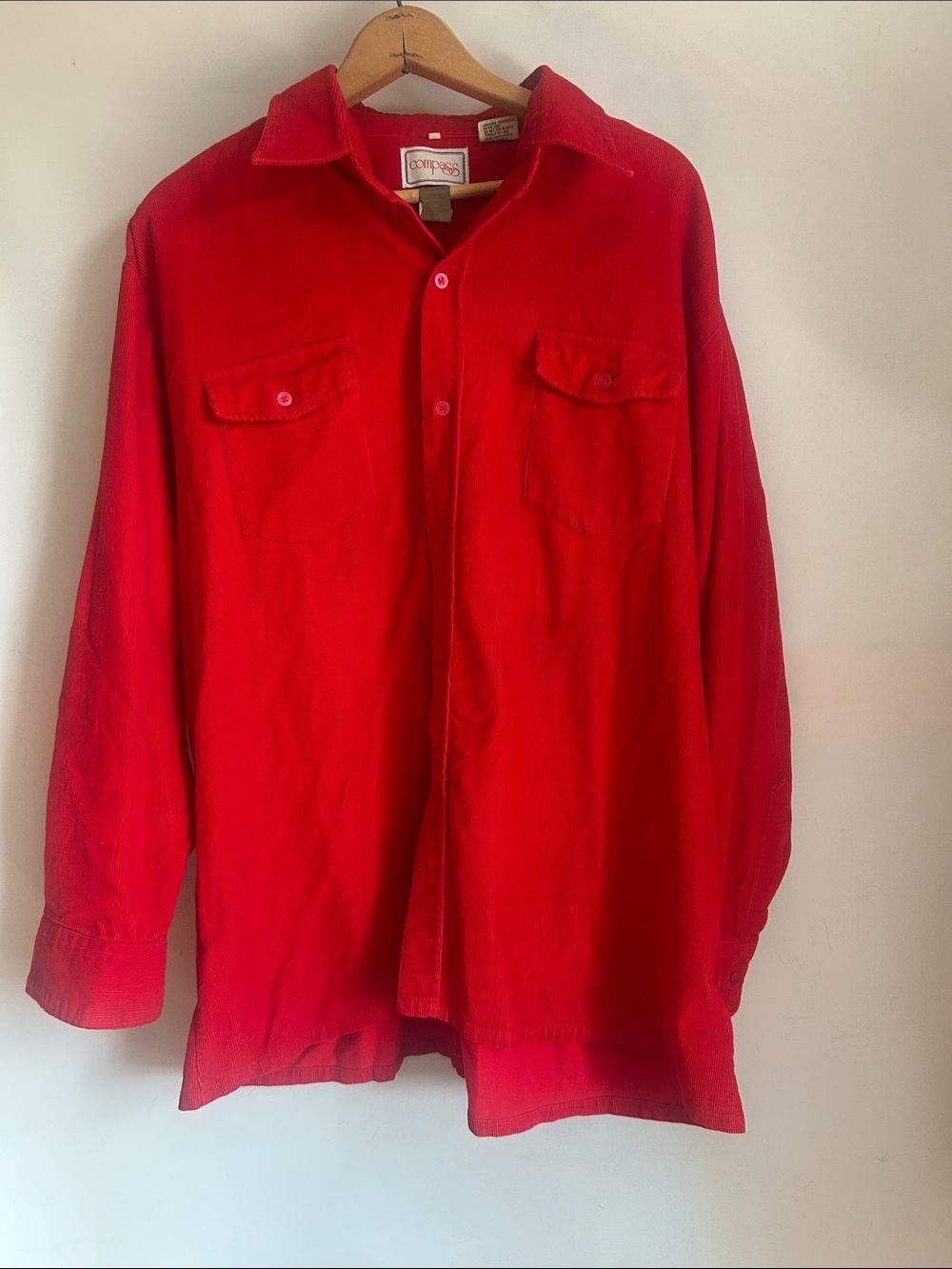 Corduroy vintage  Workshirt Jacket - Red XL